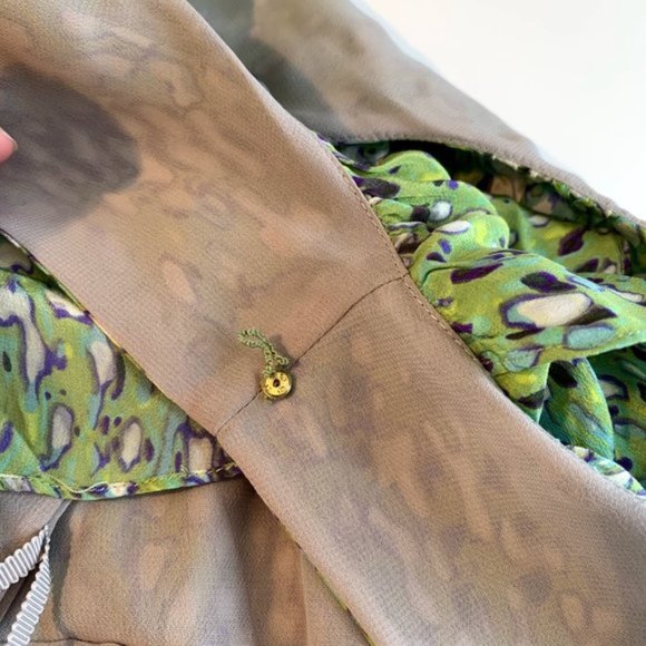 Anthropologie Leifsdottir 'Birch Tree' Green Silk Mini Dress - S - Picture 9 of 13